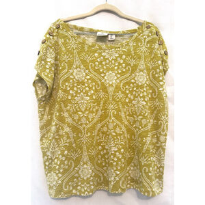 Joie Green top size L women's 
 Linen blend Floral Print top